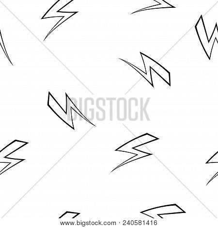 Vector Seamless Pattern. Lightning Bolts Texture. Hand Drawn Design Element.
