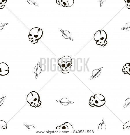 Seamless Vector Pattern. Cartoon Style Black And White Vector.