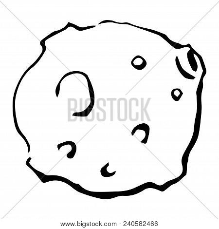 Black And White Asteroid Drawing. Vector Graphic.