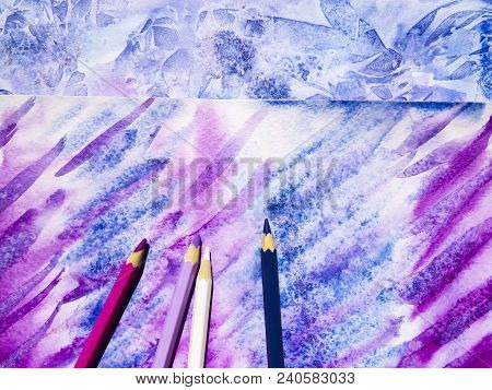 Art Watercolor Background. Hand Drawn Texture.paper And Pencil. Abstract Colorful Background  For De