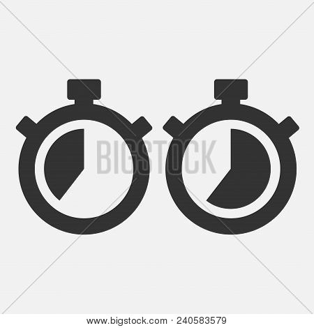 Stopwatch Vector Icon On Gray Background. Fourty Seconds. Eps 10 Vector.