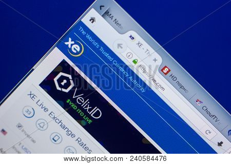 Ryazan, Russia - May 13, 2018: Xe Website On The Display Of Pc, Url - Xe.com