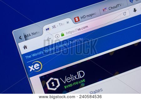 Ryazan, Russia - May 13, 2018: Xe Website On The Display Of Pc, Url - Xe.com