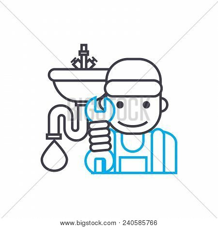 Sanitary Technician Vector Thin Line Stroke Icon. Sanitary Technician Outline Illustration, Linear S