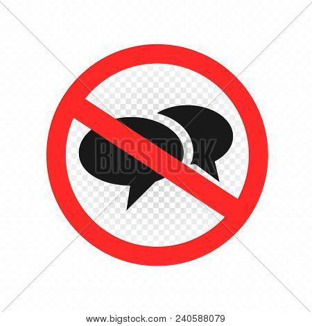 Do Not Talk Sign Icon On White Transparent Background. No Communication Symbol. Forbidden Speak Pict