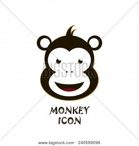 Cute Smiling Emoji Monkey. Isolated Vector Illustration.
