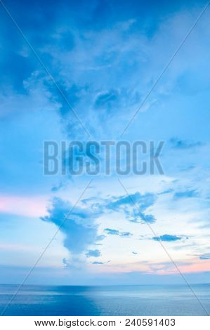 Blue Sky And Clouds Pattern At Sunset