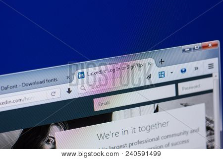 Ryazan, Russia - May 13, 2018: Linkedin Website On The Display Of Pc, Url - Linkedin.com