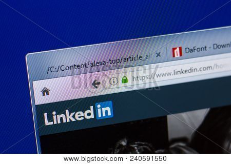 Ryazan, Russia - May 13, 2018: Linkedin Website On The Display Of Pc, Url - Linkedin.com