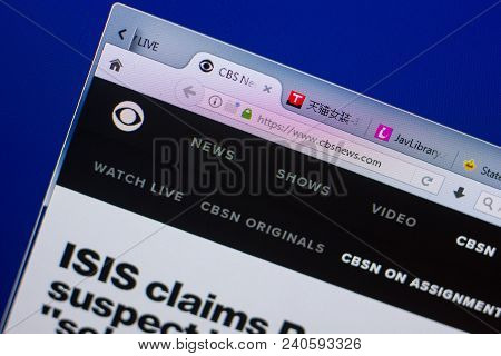 Ryazan, Russia - May 13, 2018: Cbsnews Website On The Display Of Pc, Url - Cbsnews.com