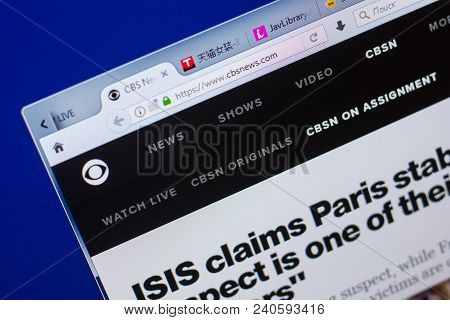 Ryazan, Russia - May 13, 2018: Cbsnews Website On The Display Of Pc, Url - Cbsnews.com