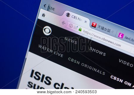 Ryazan, Russia - May 13, 2018: Cbsnews Website On The Display Of Pc, Url - Cbsnews.com