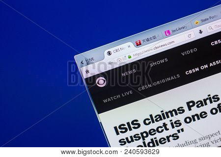 Ryazan, Russia - May 13, 2018: Cbsnews Website On The Display Of Pc, Url - Cbsnews.com