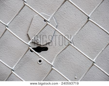 Pattern Of Gray Square Grid Lattice With Keyhole