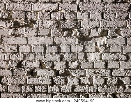 White Brick Wall Textured Pattern With Shadows