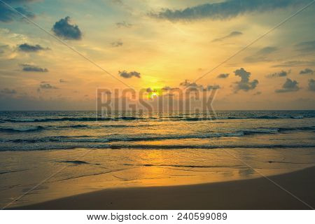 Sunset On The Shores Of The Indian Ocean, Bentota, Sri Lanka