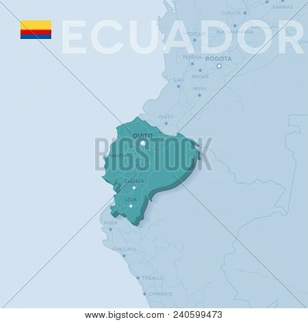 3d Verctor Map Of Cities And Roads In South America. Ecuador And Its Neighbors.