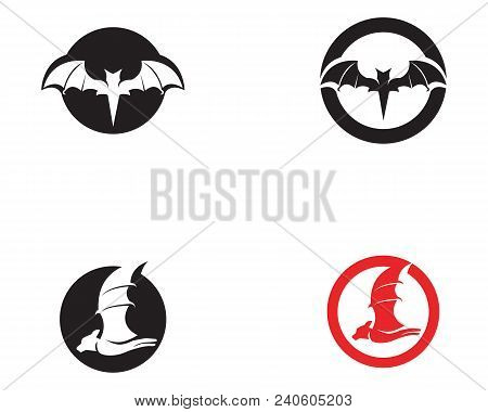 Bat Black  Logo Template White Background Icons App