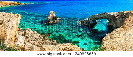 Outstanding beauty and cystal clear waters of Cyprus. arch bridg