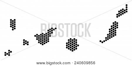 Hex Tile Canarian Spain Islands Map. Vector Geographic Scheme On A White Background. Abstract Canari
