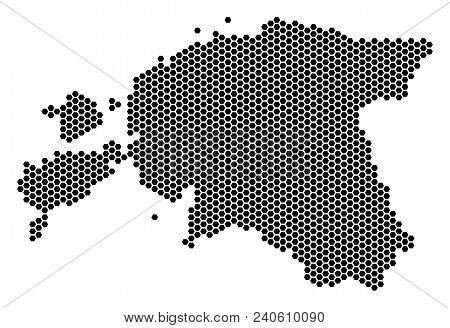 Hex Tile Estonia Map. Vector Geographic Scheme On A White Background. Abstract Estonia Map Mosaic Is