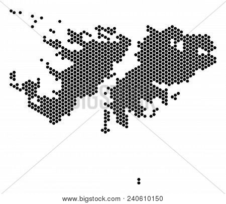 Hex-tile Falkland Islands Map. Vector Territorial Scheme On A White Background. Abstract Falkland Is