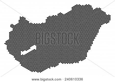 Hex Tile Hungary Map. Vector Geographic Scheme On A White Background. Abstract Hungary Map Collage I