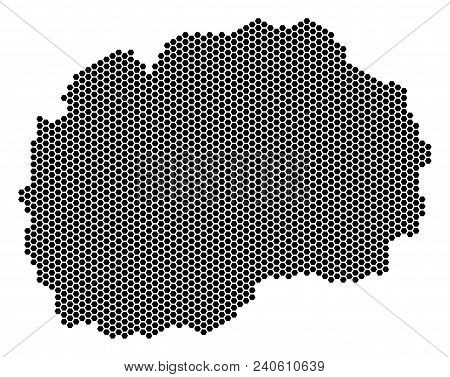 Hex Tile Makedonia Map. Vector Territorial Plan On A White Background. Abstract Makedonia Map Collag
