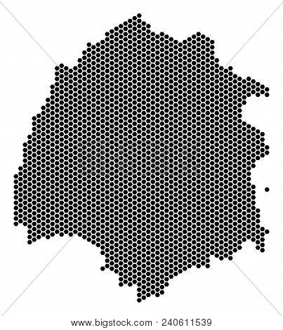 Hexagon Thassos Greek Island Map. Vector Geographic Plan On A White Background. Abstract Thassos Gre