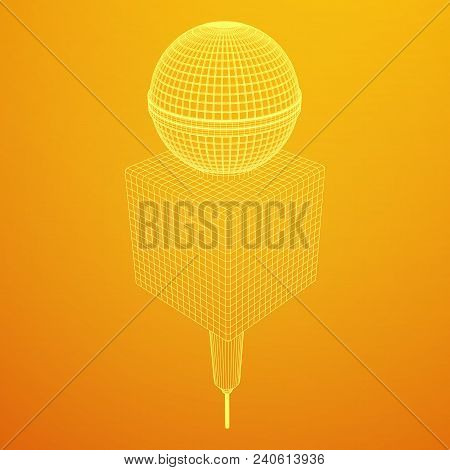 Microphone Vector. Wireframe Low Poly Mesh News Illustration. News On Tv And Radio. Interview.
