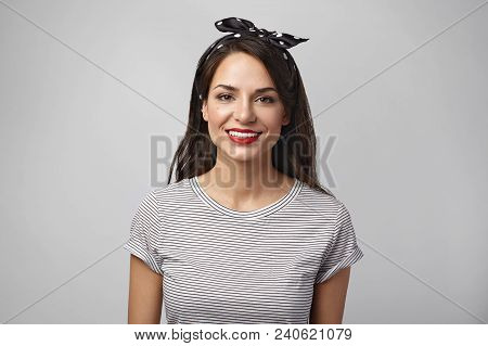 People, Beauty, Femininity And Lifestyle Concept. Stylish Beautiful Young Brunette Woman With Bright