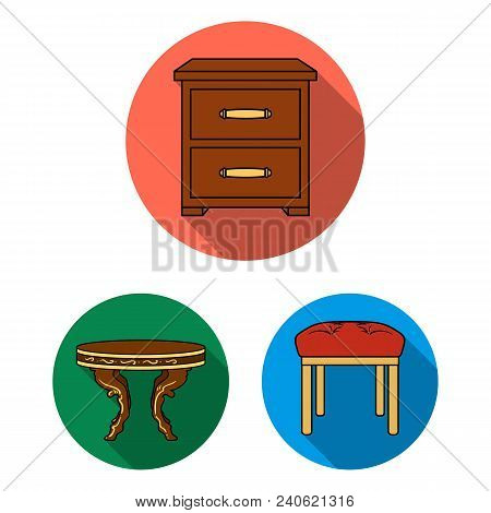 Furniture And Interior Flat Icons In Set Collection For Design.home Furniture Vector Symbol Stock  I