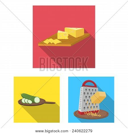Cooking Food Flat Icons In Set Collection For Design. Kitchen, Equipment And Tools Vector Symbol Sto