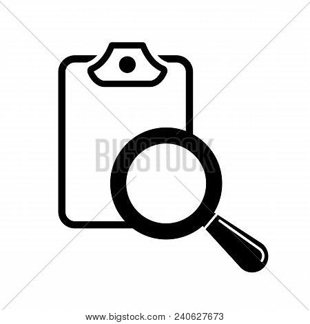 Magnifier Assessment Checklist Icon. Vector Flat Style Symbol.
