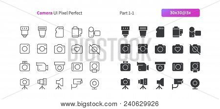 Camera Ui Pixel Perfect Well-crafted Vector Thin Line And Solid Icons 30 3x Grid For Web Graphics An