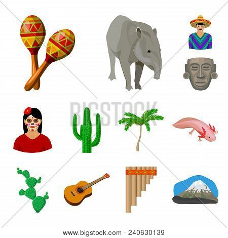 Country Mexico Cartoon Icons In Set Collection For Design. Mexico And Landmark Vector Symbol Stock  