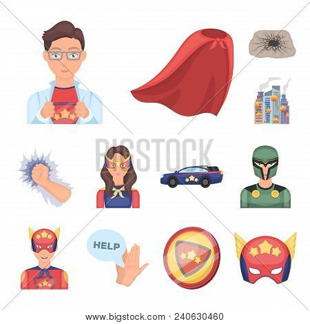 A Fantastic Superhero Cartoon Icons In Set Collection For Design. Superhero Equipment Vector Symbol 