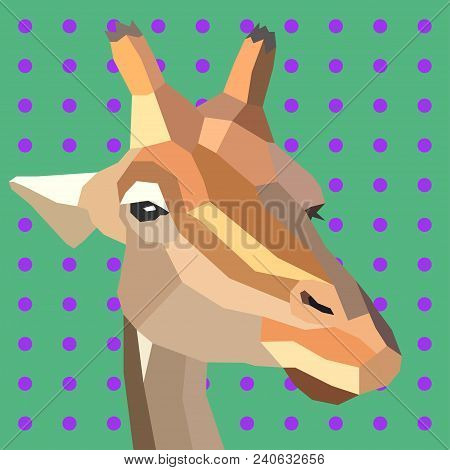 Retro Style Vector Giraffe. Polygonal Wild Animal.