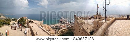 Alicante, Spain - April 27, 2018: Panorama Of A 16th-century Castle Of Santa Barbara Stands On Mount