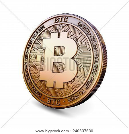 Bitcoin Btc - Cryptocurrency Coin Isolated On White Background. 3d Rendering