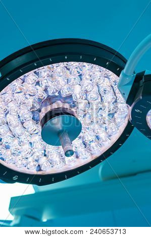 Surgical Lights In The Clinic On The Blue Background
