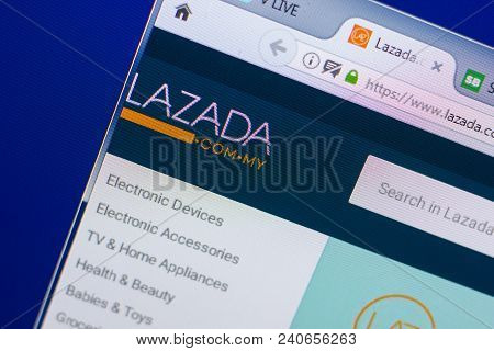 Ryazan, Russia - May 13, 2018: Lazada Website On The Display Of Pc, Url - Lazada.com.my