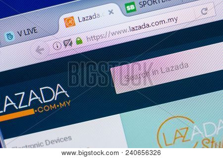 Ryazan, Russia - May 13, 2018: Lazada Website On The Display Of Pc, Url - Lazada.com.my