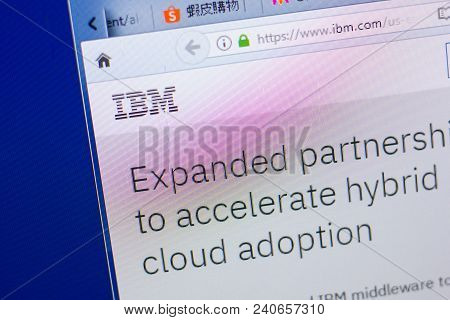 Ryazan, Russia - May 13, 2018: Ibm Website On The Display Of Pc, Url - Ibm.com