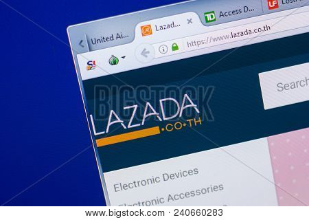 Ryazan, Russia - May 13, 2018: Lazada Website On The Display Of Pc, Url - Lazada.co.th