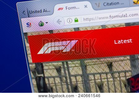 Ryazan, Russia - May 13, 2018: Formula1 Website On The Display Of Pc, Url - Formula1.com