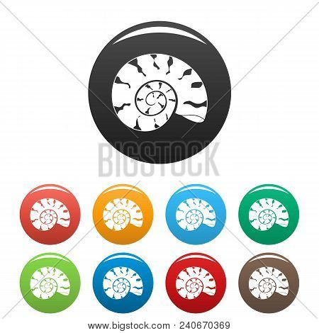 Round Shell Icon. Simple Illustration Of Round Shell Vector Icons Set Color Isolated On White