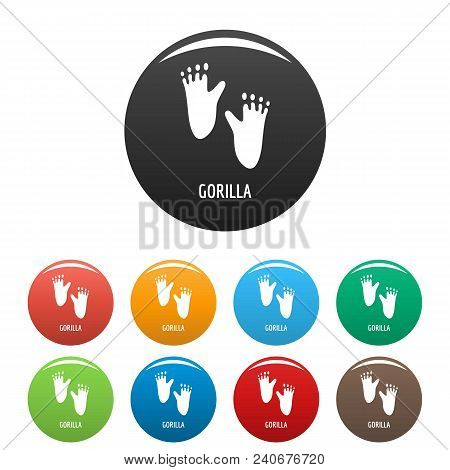 Gorilla Step Icon. Simple Illustration Of Gorilla Step Vector Icons Set Color Isolated On White