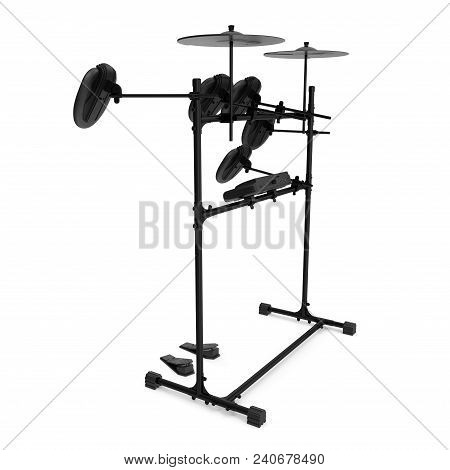 Electronic Drum Kit On White Background. 3d Illustration