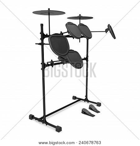 Electronic Drum Kit On White Background. 3d Illustration